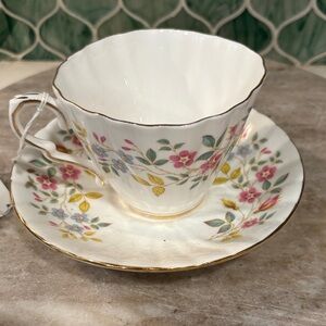 Gladstone China Elegant Floral Teacup and Saucer